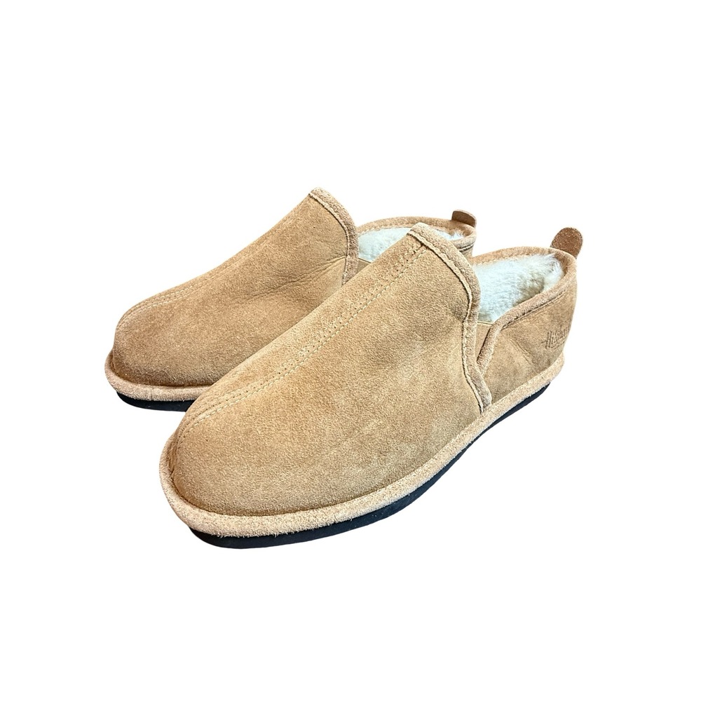 Hitchcock Mens Decklan Tan Suede Shearling Lined Slippers Canada 8 6E Wide 4943‎